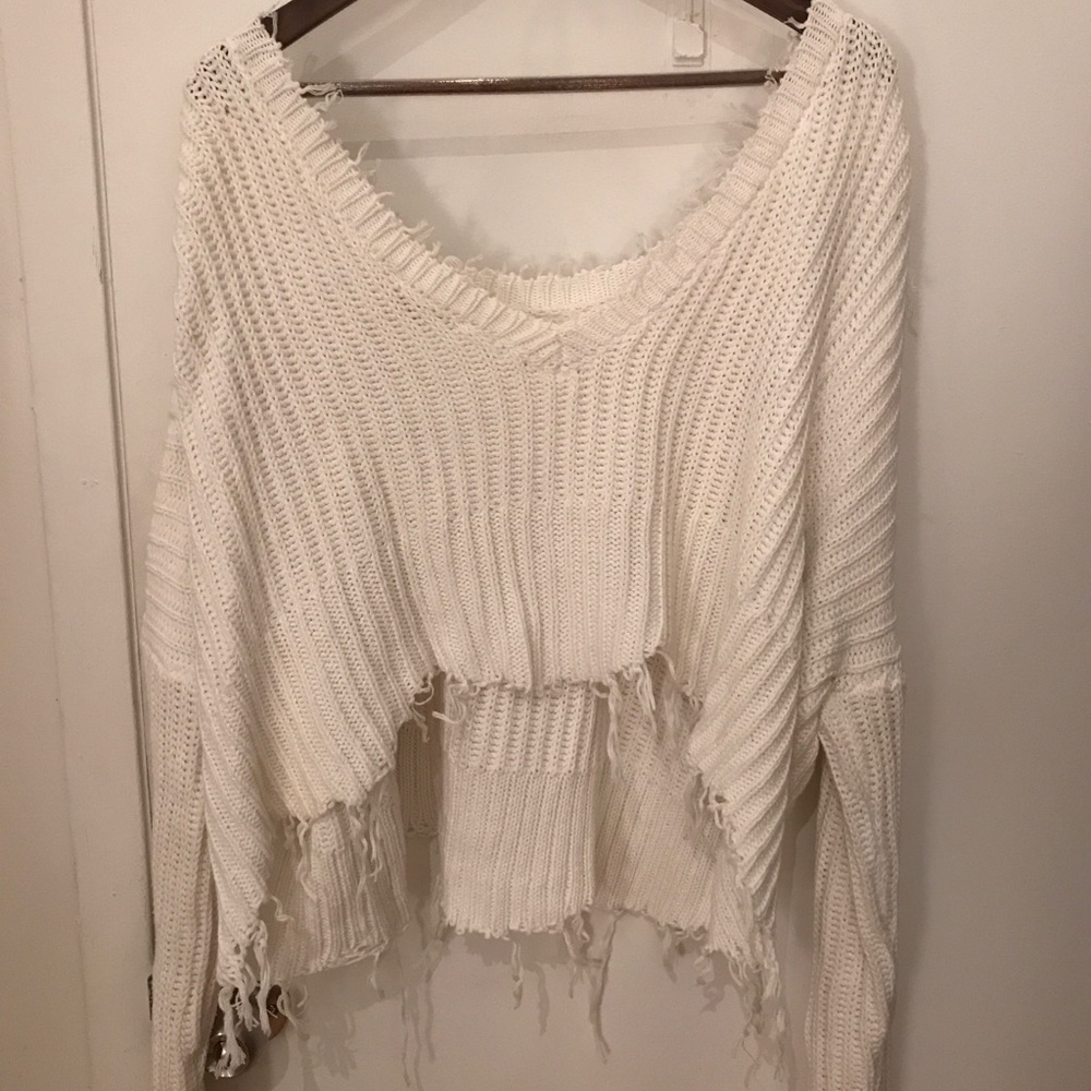 SOLD Indigo child white oversized neck sweater